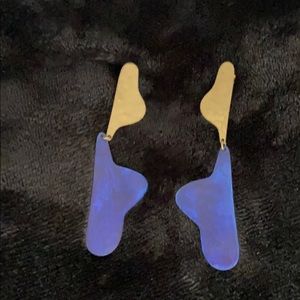 Unique copper and cobalt blue post earrings.